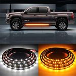 OPL5 2PCs 70 inch Truck LED Running Board Lights Sequential Amber Side Marker Lights with White Courtesy Lights 216-SMD LED Flexible Turn Signal Light Led Truck Lights Strips for Pickup Trucks, SUV