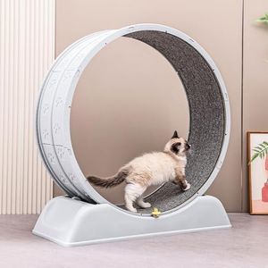 Cat Exercise Wheel Cat Treadmill for Indoor Cats, 33' Tall, Ultra-Quiet, Cats Training Toy with Locking Mechanism, Removable Carpeted Runway for Running & Scratching, Grey