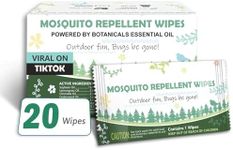 Jartc Natural Mosquito Repellent Wipes, DEET Free Insect & Bug Repellent Wipes, Easy to Use, Long Lasting, Travel Sized, 20 Packs