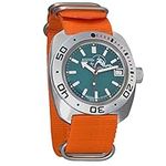 VOSTOK Amphibian Automatic Mens Self-Winding Diver Amphibia 710 Case Wrist Watch (710059: Orange)