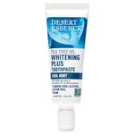 Desert Essence Tea Tree Oil Whitening Toothpaste Travel Size, 1 oz - Flouride Free, Gluten Free, Vegan, Non-GMO - with Bamboo Stem Fiber, Baking Soda, Tea Tree Oil for Whitening Teeth & Fresh Breath