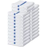 Canadian Linen Cotton Bar Mop Economy Kitchen Towels, 24 Pack, Multi-Purpose Antibacterial Highly Absorbent Quick Dry Hypoallergenic Cleaning White Rag Restaurant Towels Blue Stripe