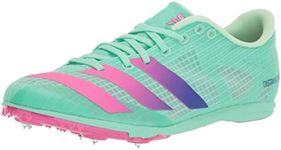 adidas Men's Distancestar Track and Field Shoe, Pulse Mint/Lucid Blue/Lucid Fuchsia, 12