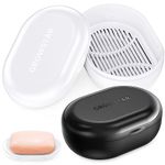 2Pack Bar Soap Holder, Portable Soap Case with Lid, Leakproof Soap Box, Travel Soap Container, Plastic Soap Dish, Best for Camping, Outdoor, Bathroom, Shower Gym, Hiking Traveling (Black+White)