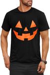 Mainfini Halloween Shirts for Men Funny T-Shirt Adult Pumpkin Man Skeleton Novelty Print Patterns Short Sleeve Crewneck Comfortable Party L