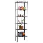 FDW 6 Tier Wire Shelving 17L x 12W x 64H Pantry Shelves Storage Rack Shelving Units Adjustable Metal Shelves for Kitchen Commercial Garage Small Places,Black