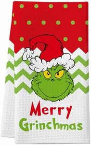 Cheroloven Funny Christmas Kitchen Towel, Holiday Collection Dish Towel, Super Absorbent Waffle Weave Hand Towel, Cute Christmas Kitchen Decorations, Novelty Xmas Gifts for Women Men (Merry)