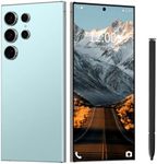 BVNA I24 Ultra Unlocked Phone 6+256GB,Built in Pen The Phone,Smartphone Battery 6800mAh 6.82" HD Screen,Android 13.0 with 128GB Memory Card Cell Phone,Face ID/5G/Fingerprint Lock/GPS (Cyan, 6+256)