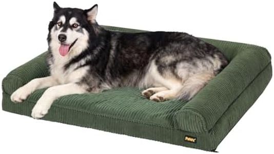 PaWz Orthopedic Dog Bed,Corduroy Pet Sofa with Supportive Foam Bolster Couch,Dog Couch Bed with Removable Washable Cover,Anti-Slip Dog Beds Sofa for Giant Dogs,Green