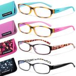 EYEGUARD 4 Pack Blue Light Reading Glasses for Women Computer Readers Fashion Spring Hinge Eyeglasses 1.25