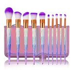 AMMIY 10 Pcs Makeup Brushes Set, Unicorn Rainbow Handle Synthetic Hair Professional Makeup Brushes Kit with Eyeliner Foundation Blusher Powder Blending Cosmetic Brushes Kit