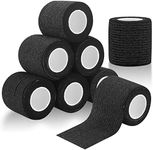 Cohesive Bandage Wrap, 8 Rolls 5cm*4.5m Self Adhesive Vet Bandage Wrap, Self Adherent Elastic Bandage, Elastic Cohesive Pet Tape Bandage Tattoo Grip Cover Polychrome for Wrist & Ankle (Black)