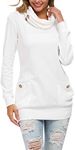 levaca Womens Long Sleeve Pullover Sweatshirts Tunic Tops for Leggings White M