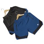 GYMIFIC Sports Training Running Dry Fit Solid Shorts for Men (pack of 2) (XXL, BLACK/TBLUE)