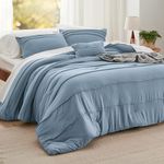 Bedsure Comforter Set - 7 Pieces Grey Blue Cal King