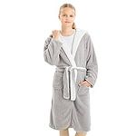 HOMELEVEL Girls & Boys Dressing Gown - Kids Dressing Gown - Reversible Kids Towelling Robe - Machine Washable Polyester Sherpa Robe with Hood for Children