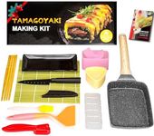 FUNGYAND Tamagoyaki Pan Set, 12-in-1 Japanese Omelette Egg Pan with Spatula, Bamboo Mat, Knife, and More Omelet & Sushi Accessories - Deluxe Complete Tamagoyaki Cookware Set - 5x7 Inches