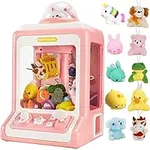 JHkim Mini Claw Machine for Kids, Candy Dispenser Toys for Girls, Kids Claw Machine Arcade Game, Girls Toys Gifts Age 3-10, Toy Gumball Vending Machine with 10 Refill Prizes Toys, Volume Adjustable