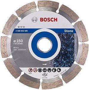 Bosch Professional 1 x Diamond Cutting Disc Standard for Stone (for Stone, Granite, Concrete, Diameter 150 x 22.23 x 2 x 10 mm, Accessories for Angle Grinder), Multicoloured