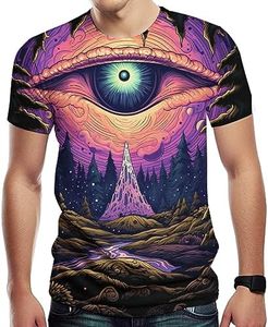 Girren Men's Coloful Eyes Graphic T-Shirts Novelty Psychedelic Eyes Printed Tee Casual Shirts, Black2, Medium