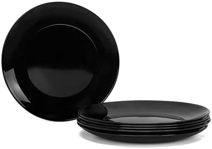 LaGlint 10.5 inchDinner Plate Set of 6, Lightweight Round Opal Glass White Dinnerware Plates, Dishwasher and Microwave Safe