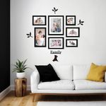 Amazon Brand - Solimo Family Tree Photo Frame Set of 7 | MDF Plaque | Plexi Glass | Frame for Home and Office Decoration | Mixed Sizes (Black)