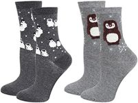 Lovful 2 Pairs Women's Animal Pattern Casual Cotton Socks,Grey