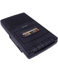 Riptunes Portable Cassette Player Recorder - Retro Shoebox Tape Recorder Style with Built-in Mic. and Speaker, with Retractable Handle, Volume Control - Mic. Port to add additional external mic. Black