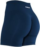 AUROLA Intensify Workout Shorts for Women Seamless Scrunch Short Gym Yoga Running Sport Active Exercise Fitness Shorts, Tuxedo Blue, Medium