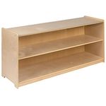 Flash Furniture Wooden 2 Section School Classroom Storage Cabinet for Commercial or Home Use - Safe, Kid Friendly Design - 24" H x 48" L (Natural)