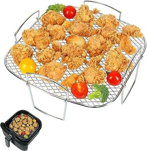 Air Fryer Rack, Air Fryer Accessories Stainless Steel Airfryer Rack Square Dehydrator Rack Multi-Purpose Grilling Rack Air Fryer Basket Compatible with Most Air Fryer (Style A)