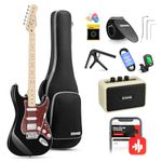 Donner Electric Guitar, 39" Electric Guitar Kit HSS Pickup Coil Split, Solid Body Guitar Starter Pack with Amp, Bag, Accessories, DST-152B Black