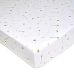 American Baby Company Printed 100% Cotton Jersey Knit Fitted Crib Sheet for Standard Crib and Toddler Mattresses, Sparkle Gold and Pink Arrows, for Girls