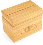 Apace Living Recipe Box with Cards and Dividers by Apace - Vintage Style Wood 4x6 Recipe Holder Card Box - Exclusively from The Premier Collection - Fits 240 Cards (Bamboo)
