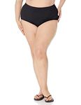 Maxine Of Hollywood Women's High Waist Hipster Bikini Swimsuit Bottom, Black//Solid Tricot, 12