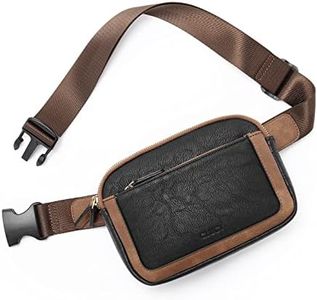 CLUCI Belt Bag for Women, Mini Everywhere Crossbody Waist Bag Adjustable Strap, Vegan Leather Women's Fanny Pack, Black with brown, One Size