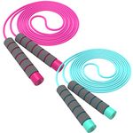 Svkiyang Skipping Rope Kids,Skipping Ropes For Children Adjustable 2 Pack,Comfort Sponge Handle,Tangle Free Jump Rope For Kids Girls Boys