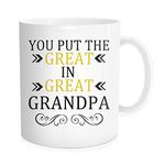 Waldeal Father's Day Gifts Grandpa Coffee Mug, You Put The Great in Great Grandpa, Best Birthday Christmas Presents for Your Grandfather Cup