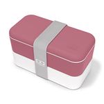 MONBENTO - Bento Box MB Original Blush with Compartments - 2 Tier Leakproof Lunch Box for Work/School Lunch Packing and Meal Prep - BPA Free - Food Grade Safe Food Containers - Pink