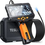 Teslong Inspection Camera 8MM, Industrial Endoscope-Borescope, 16.4 ft Cable, 6 LED Lights with Dual Lens, 1080P HD Image, 4.5 Inches Display Screen, 32 GB Card, IP67 Waterproof, Tempered Glass