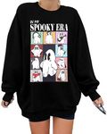 UNIQUEONE Halloween Sweatshirts for Women Halloween Shirts: Oversized in My Spooky Era Sweatshirt Ghost Crewneck Pullover, Black, XL