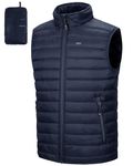 33,000ft Men's Lightweight Gilet, Packable Quilted Puffer Padded Vest Outerwear, Body Warmer Windproof Sleeveless Jacket for Golf Running Hiking Horse Riding Dark Blue M