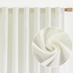 JINCHAN Linen Curtains 96 Inches Long for Living Room Cream Farmhouse Rod Pocket Back Tab Light Filtering Window Drapes for Bedroom Curtains 2 Panels Cream