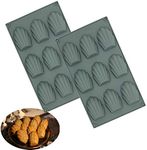 Madeleines Baking Tray, Set of 2 Madeleine Tray, Madeleine Baking Mould, Non-Sticky Silicone Madeleine Mould, 9 Hole Cake Mould for Cake/Chocolate/Candy/Biscuits (Dark Gray)