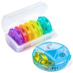 Weekly Pill Organizer Medicine Container, Chrxbei XL Pills Round Cases Organizers 7 Day 3 Times A Day with 21 Large Compartments, BPA Free Medication Storage to Hold Vitamin, Fish Oils, Supplement