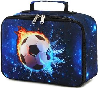 Kids Soccer Lunch Box Boys Girls Insulated Lunch Cooler Bag Reusable Lunch Tote Kit for School Travel