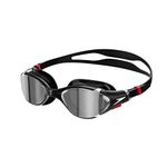 Speedo Unisex Biofuse 2.0 Swimming Goggles | Patented Easy Adjustment | Anti-Fog | Anti-Leak | Enhanced Fit | Improved Comfort , Black/Chrome, One Size