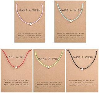 MILACOLATO 5Pcs Juego de Pulsera de Amistad con Tarjeta de Mensaje Pide un Deseo Pulsera Ajustable Estrella Corazón Pulsera Hecha a Mano Simple Moda Mujer Joyería Regalos