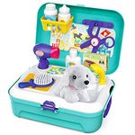 Pet Care Play Set Pretend Play Feeding Dog Backpack Vet Kit Educational Games Animals Toys for Kids Children (16 pcs)