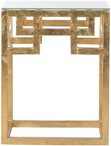 Safavieh Home Collection Byram Greek Key Gold Glass Top End Table